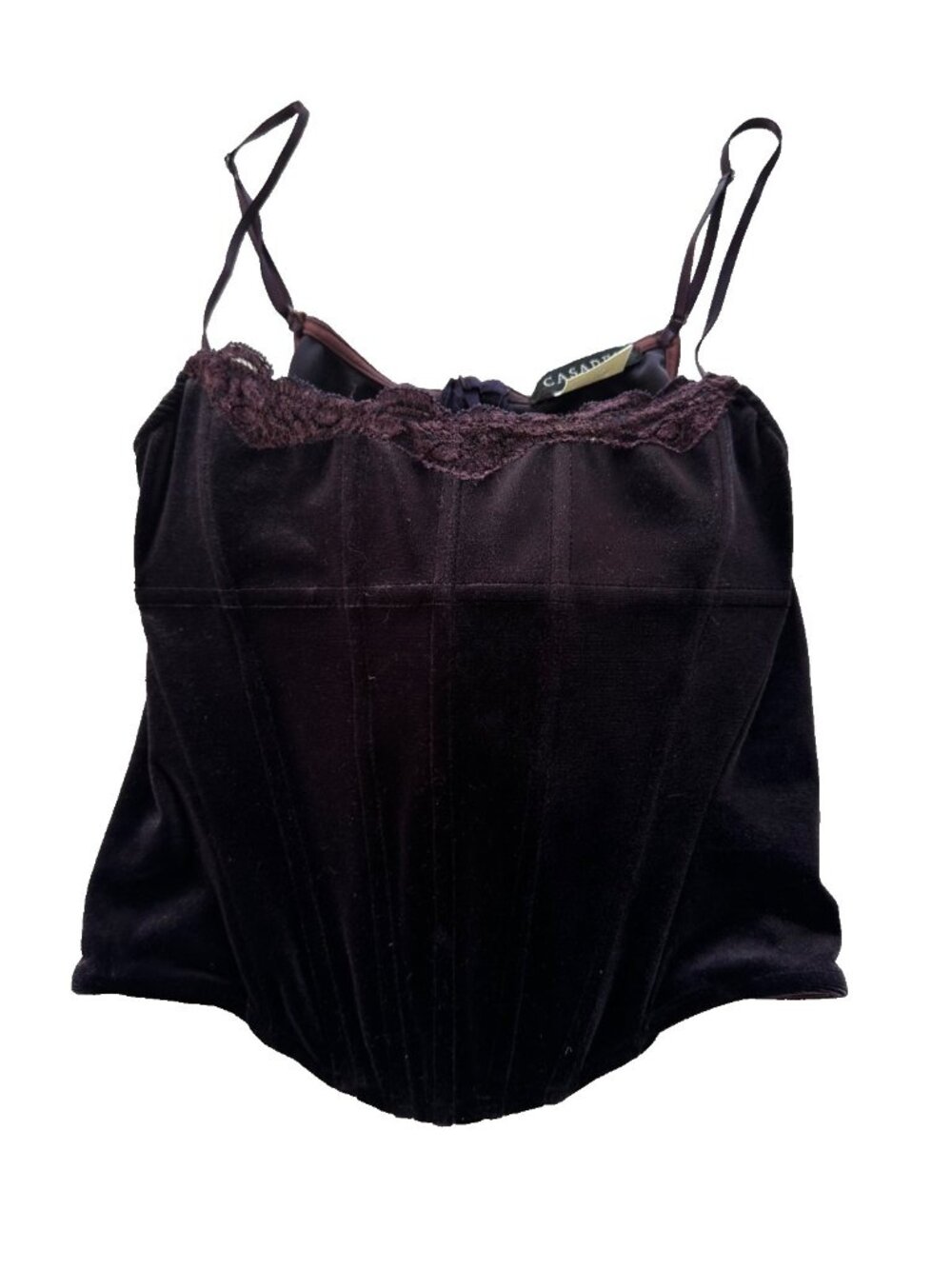 VTG Women's Medium Dark Purple Velvet Corset Camisole Whimisgoth Vamp Goth